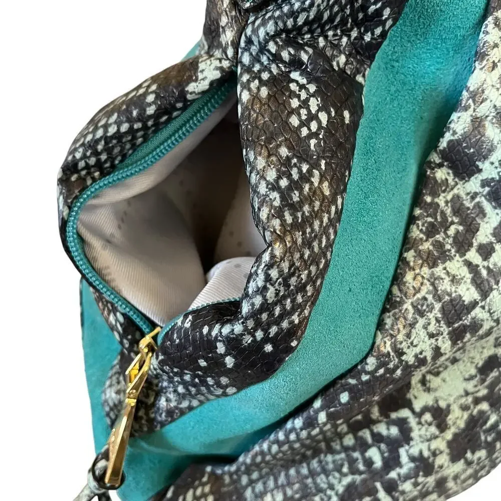 Aimee Kestenberg Tuscany Cobra Print Pebble Leather and Suede Hobo Shoulder Bag